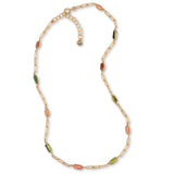 Multicolor Tourmaline Station Necklace, Yellow Gold Plating