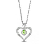 Heart Pendant with Peridot Teardrop, Sterling Silver