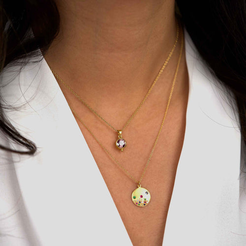 Pink Zircon Pendant, 22K Yellow Gold