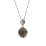 Freeform Smoky Quartz and White Topaz Pendant, Sterling Silver and Vermeil