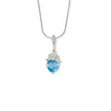 Heart Shape Blue Topaz Pendant, Sterling Silver