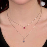 Triple Ruby Cluster Pendant, 14K White Gold