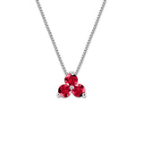 Triple Ruby Cluster Pendant, 14K White Gold