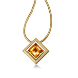 Chevron Shape Citrine Slide Pendant, 14K Yellow Gold