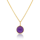 Round Amethyst Drop Charm, 18K Yellow Gold