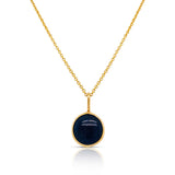 Round Blue Sapphire Drop Charm, 18K Yellow Gold