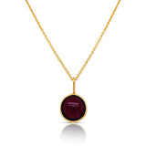 Round Rhodolite Garnet Drop Charm, 18K Yellow Gold