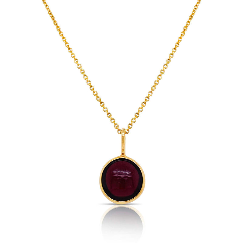 Round Rhodolite Garnet Drop Charm, 18K Yellow Gold