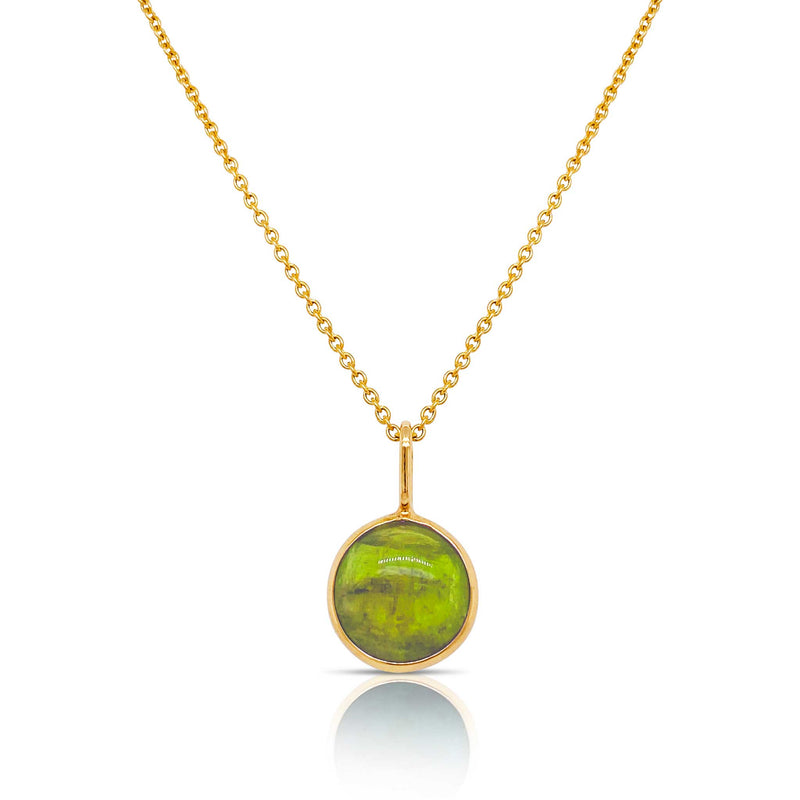 Round Peridot Drop Charm, 18K Yellow Gold