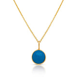Round Turquoise Drop Charm, 18K Yellow Gold