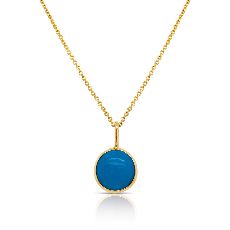 Round Turquoise Drop Charm, 18K Yellow Gold