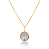 Round White Topaz Drop Charm, 18K Yellow Gold