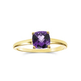 Cushion Cut Amethyst Ring, 14K Yellow Gold