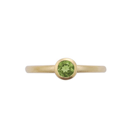 Round Bezel Set Peridot Ring, 14K Yellow Gold