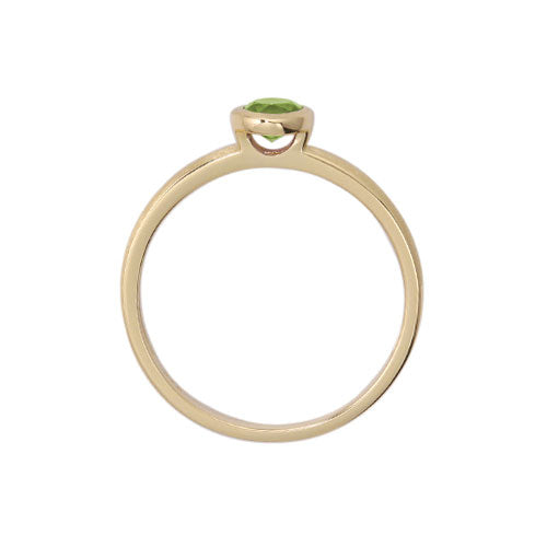 Round Bezel Set Peridot Ring, 14K Yellow Gold