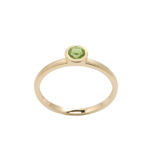 Round Bezel Set Peridot Ring, 14K Yellow Gold