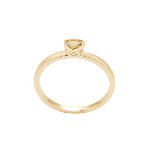 Trillion Shape Bezel Set Citrine Ring, 14K Yellow Gold