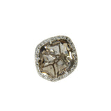 Freeform Smoky Quartz and White Topaz Ring, Sterling Silver and Vermeil