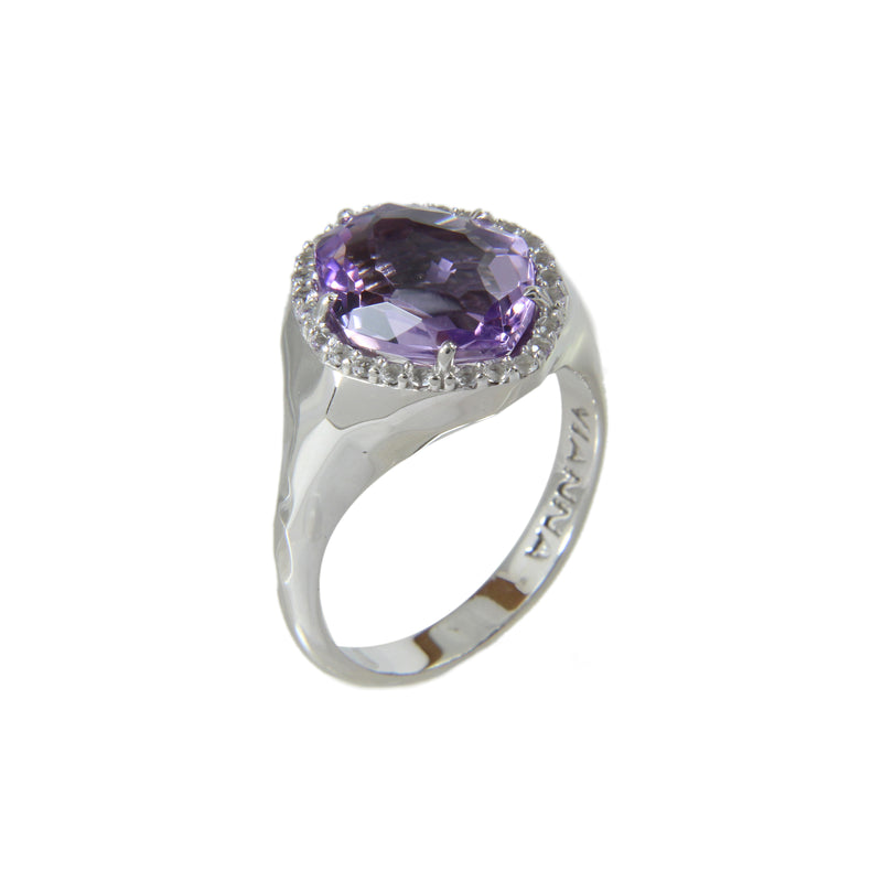 Freeform Amethyst and White Topaz Ring, Vermeil