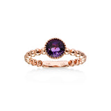 Bead Design Round Amethyst Ring, 14K Rose Gold