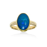 Oval Bezel Set Ethiopian Opal Ring, 14K Yellow Gold