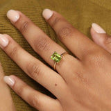 Rectangular Peridot Ring, 14K Yellow Gold