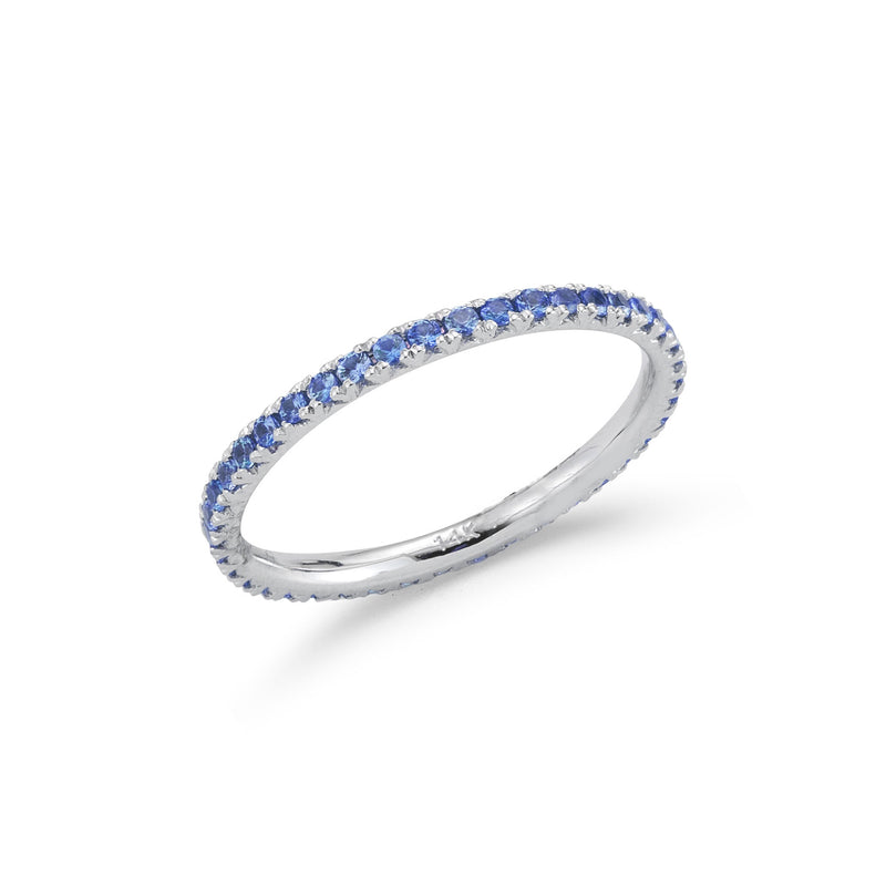 Blue Sapphire Eternity Band, 14K White Gold