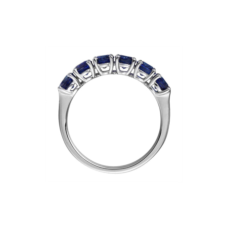 Six Oval Sapphires Ring, 18K White Gold