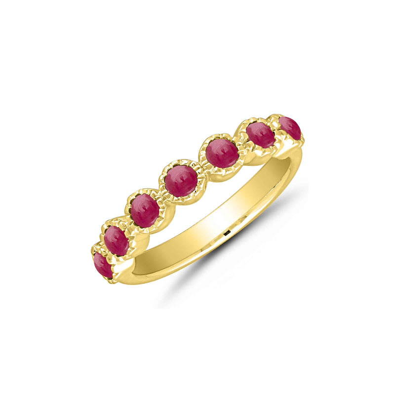 Seven Stone Ruby Ring, 14K Yellow Gold