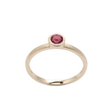 Round Bezel Set Ruby Ring, 14K Yellow Gold