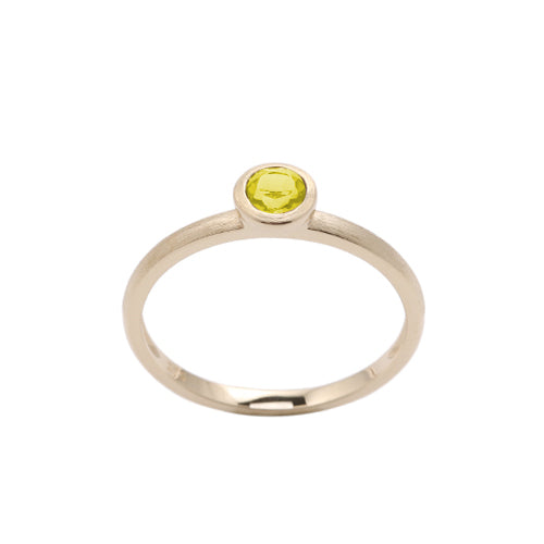 Round Bezel Set Yellow Sapphire Ring, 14K Yellow Gold