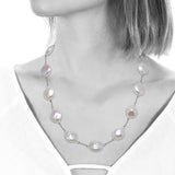 Freshwater Cultured Coin Pearl and Swarovski Crystal Necklace, Sterling Silver, by Margo Morrison