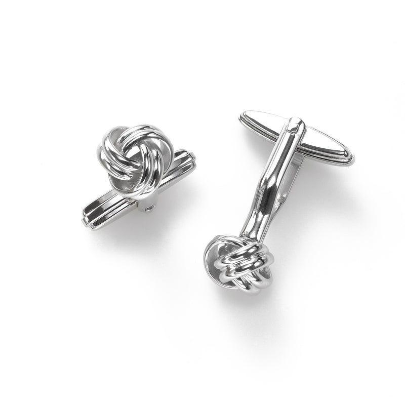 Knot Design Cuff Links, Sterling Silver, .40 Inch