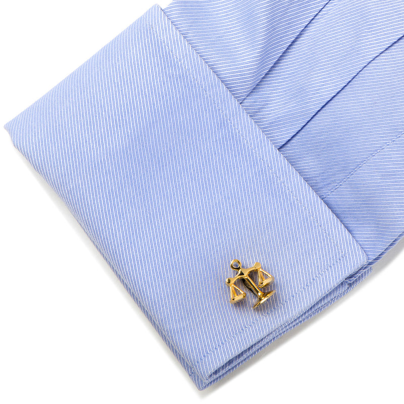 Scales of Justice Cufflinks, Gold Tone Plated