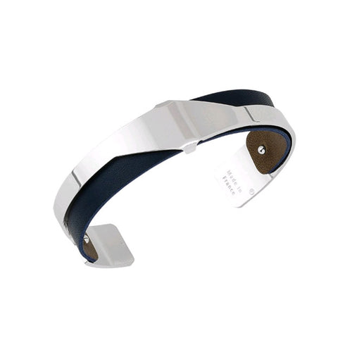 Asymmetric Men's Leather and Silvertone Bracelet, by Les Georgettes