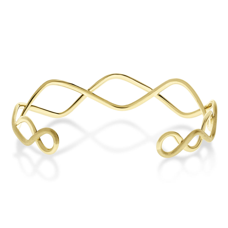 Interweaving Design Cuff Bracelet, 14K Yellow Gold