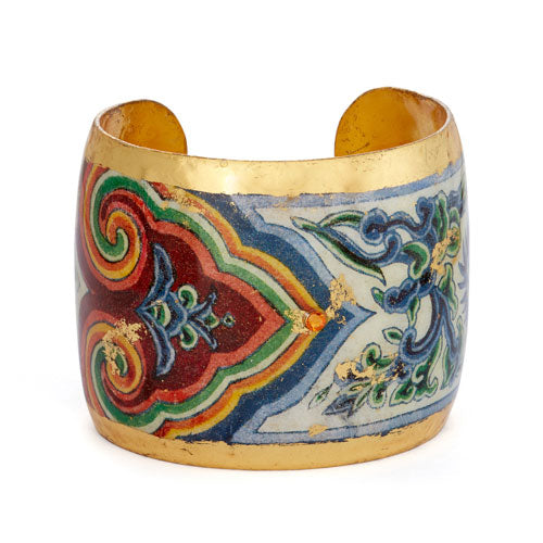 'Le Coeur' Enamel Cuff Bracelet, Gold Leaf, by Evocateur