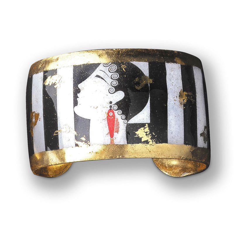 'La Duchesse' Enamel Cuff Bracelet, Gold Leaf, by Evocateur