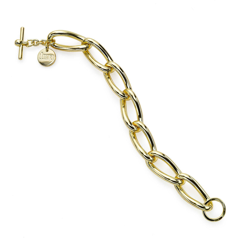 Bold Link Bracelet, Gold Plated Brass, 8 Inches