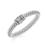 Stretch Bangle Bracelet with CZ Accents, Sterling Silver