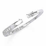 Vintage-Look Diamond Large Bangle Bracelet, 14K White Gold