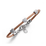 Child's Diamond Heart Bracelet on Rosetone Cable, SS