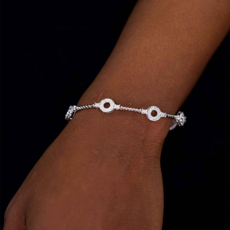 Flexible Diamond Bracelet with Rope Design, 14K Gold