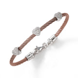 Diamond Cable Bracelet, Stainless, Pink Finish, Sterling, Adult Size