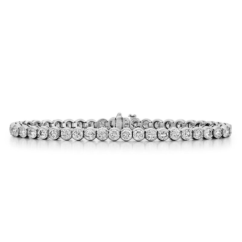 Bezel Set Diamond Tennis Bracelet, 3 Carats, 14K White Gold