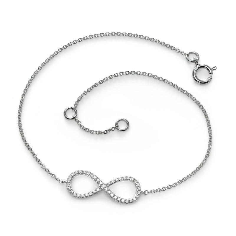 Diamond Infinity Symbol Flexible Bracelet, 14K White Gold