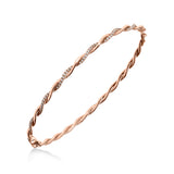 Graceful Diamond Twist Bangle Bracelet, 14K Rose Gold