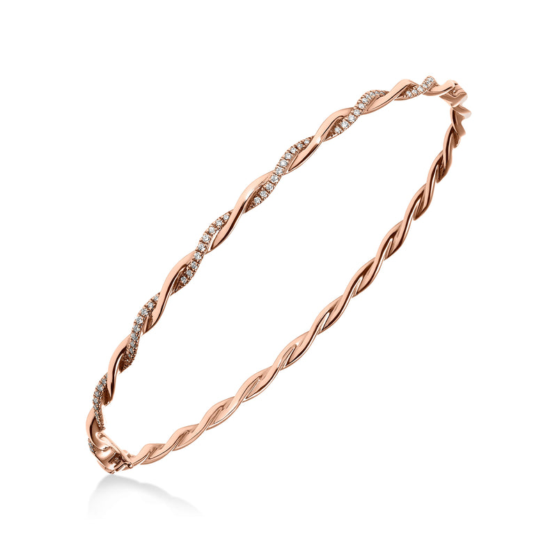 Graceful Diamond Twist Bangle Bracelet, 14K Rose Gold