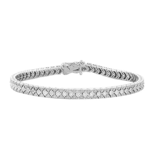 Vintage Style Diamond Bracelet, 14K White Gold