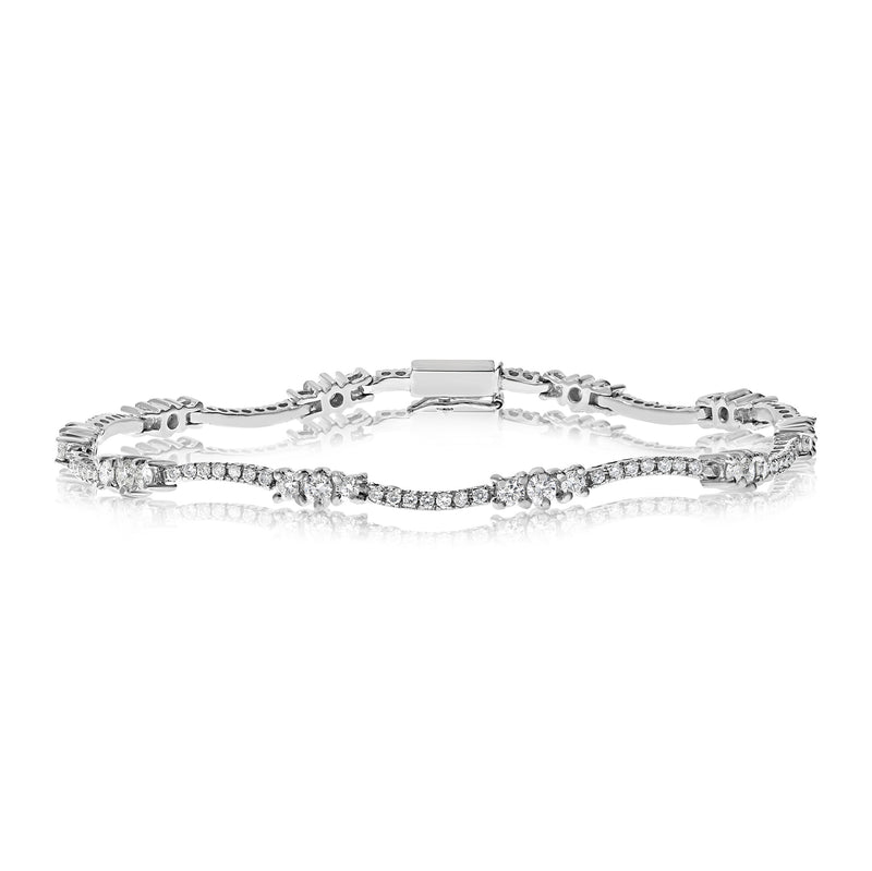 Elegant Flexible Diamond Bracelet, 14K White Gold